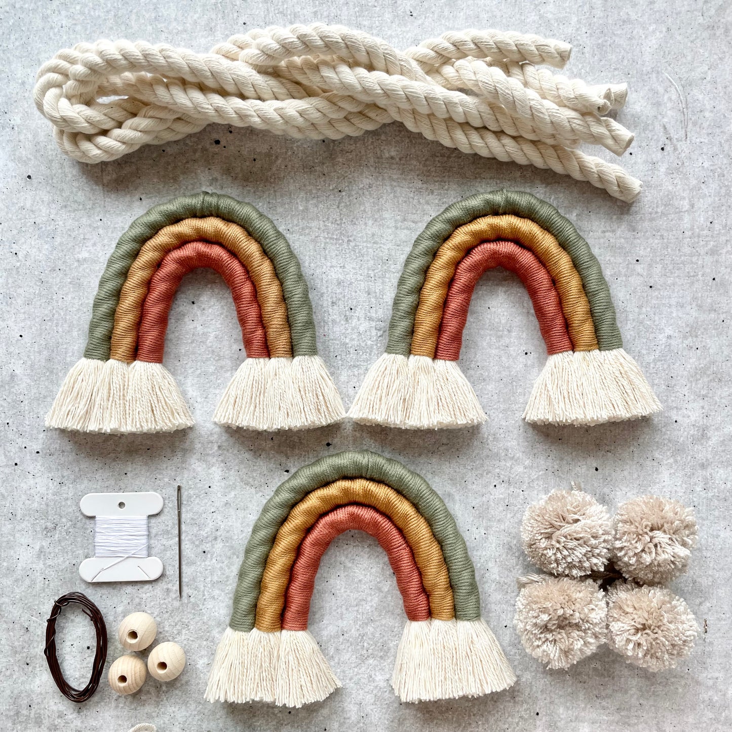 DIY Kit Makramee Regenbogen, Schritt-für-Schritt Anleitung inklusive, Babyparty