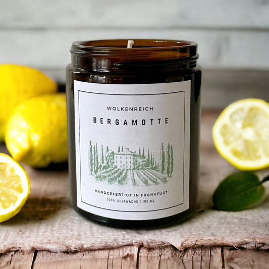 Sojawachs Duftkerze Bergamotte – frischer Zitrusduft für Zuhause