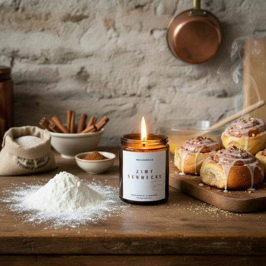 Zimtschnecke Duftkerze aus Sojawachs – handgemacht, vegan, süßlich-würziger Duft nach Zimt und Zucker
