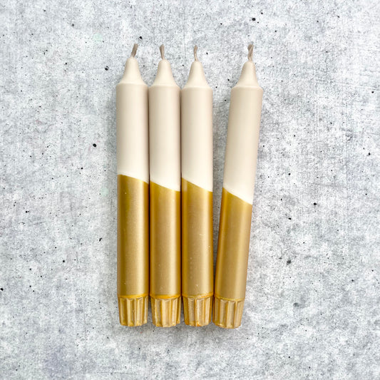 Dip Dye Kerzen | gold-beige | 4er Set