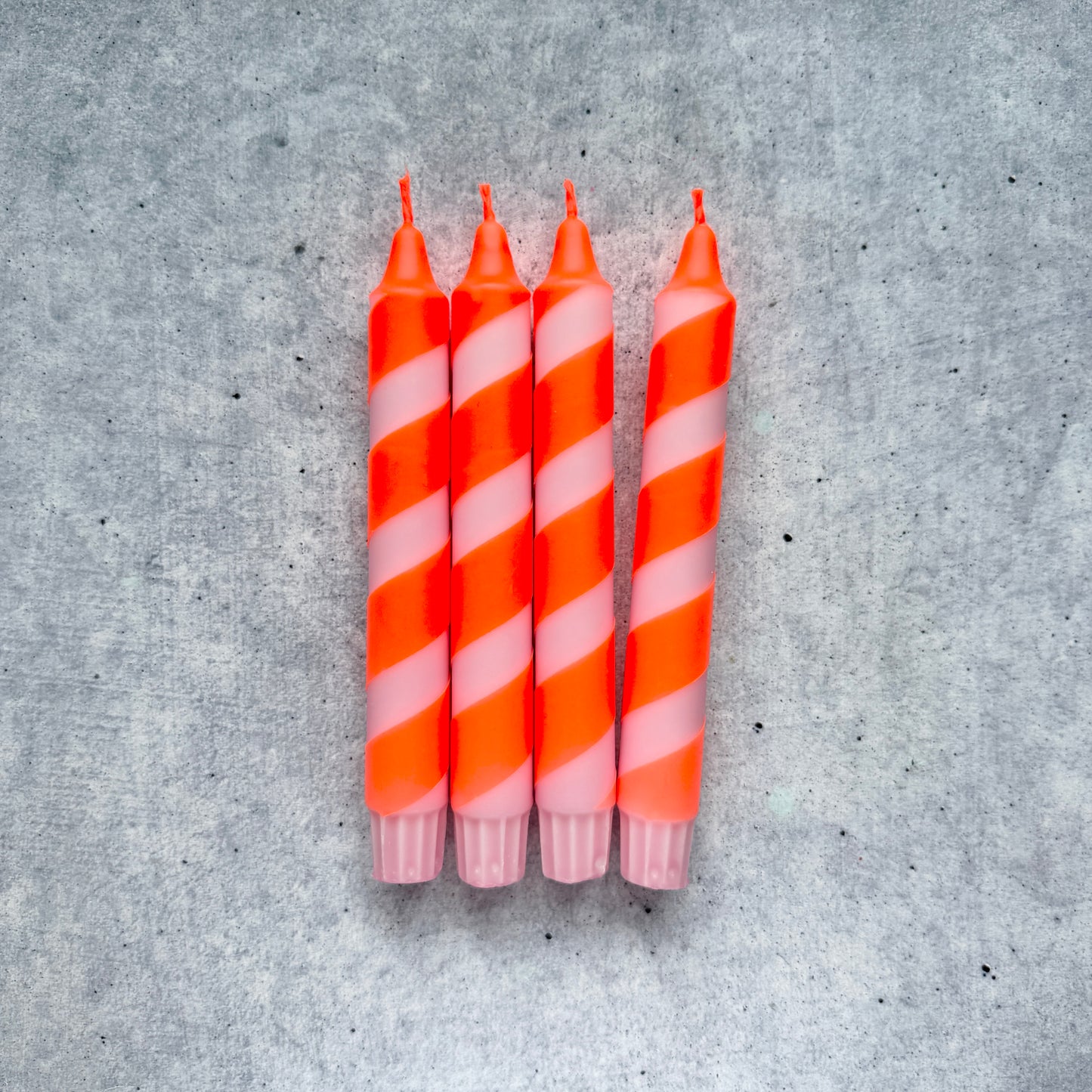 Dip Dye Kerzen | Swirl rosa-neonorange | 4er Set