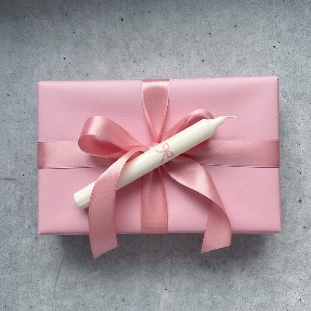 Kerzen | Schleife rosa-weiß | 4er Set