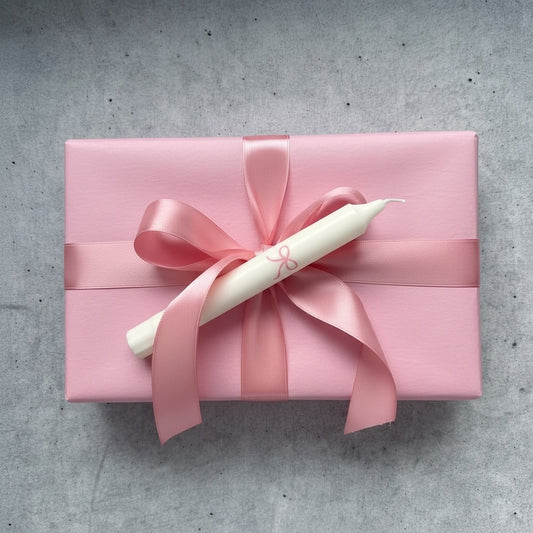 Kerzen | Schleife rosa-weiß | 4er Set