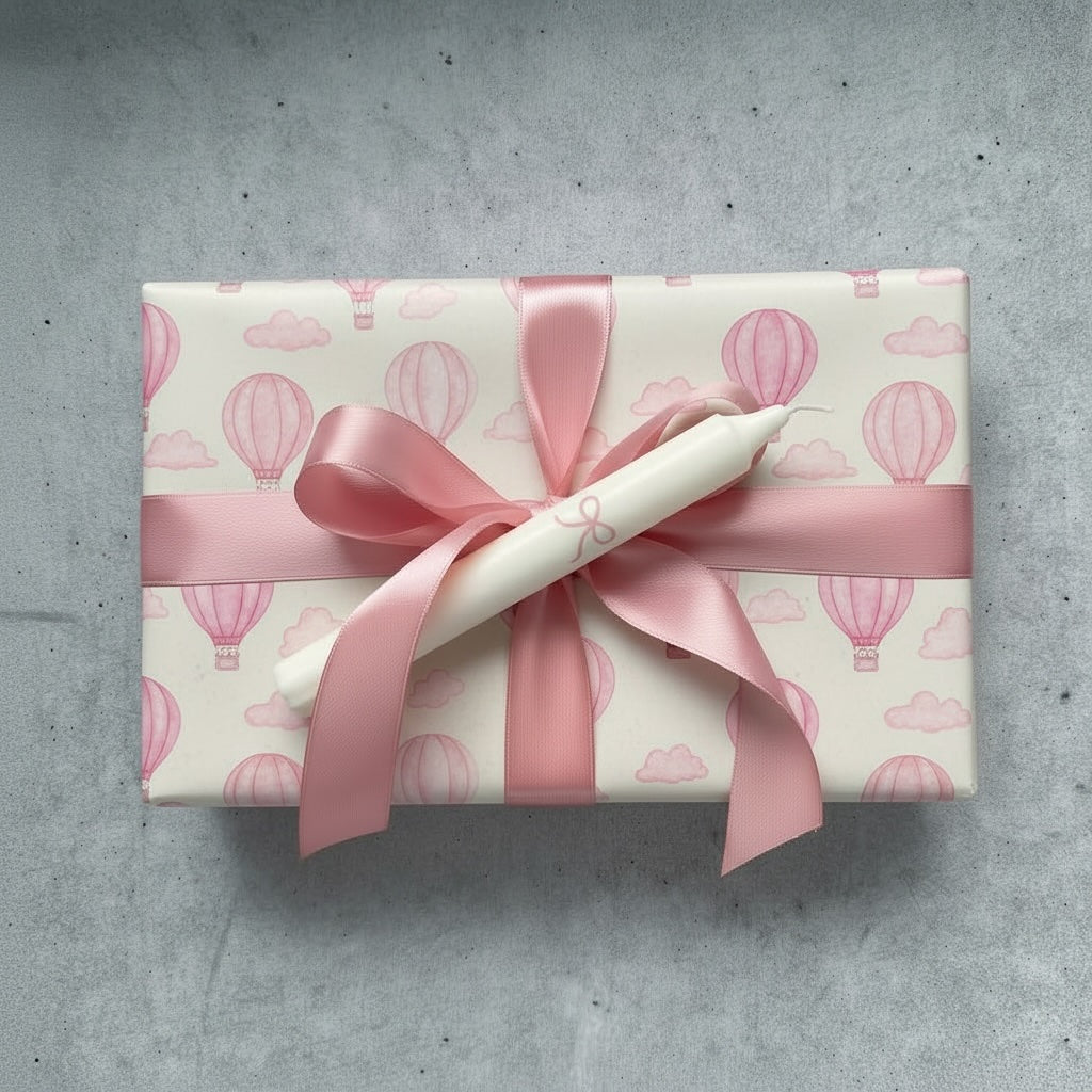 Kerzen | Schleife rosa-weiß | 4er Set