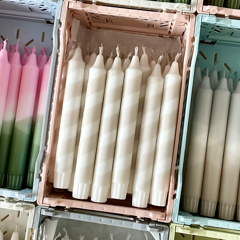 Set Dip Dye Kerzen Swirl Beige – perfekte Herbst- und Wohnraumdeko 