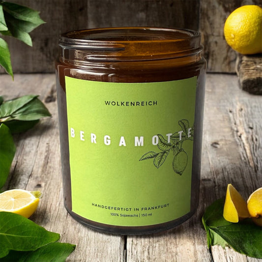 Duftkerze Bergamotte aus Sojawachs mit frischem Zitrusduft