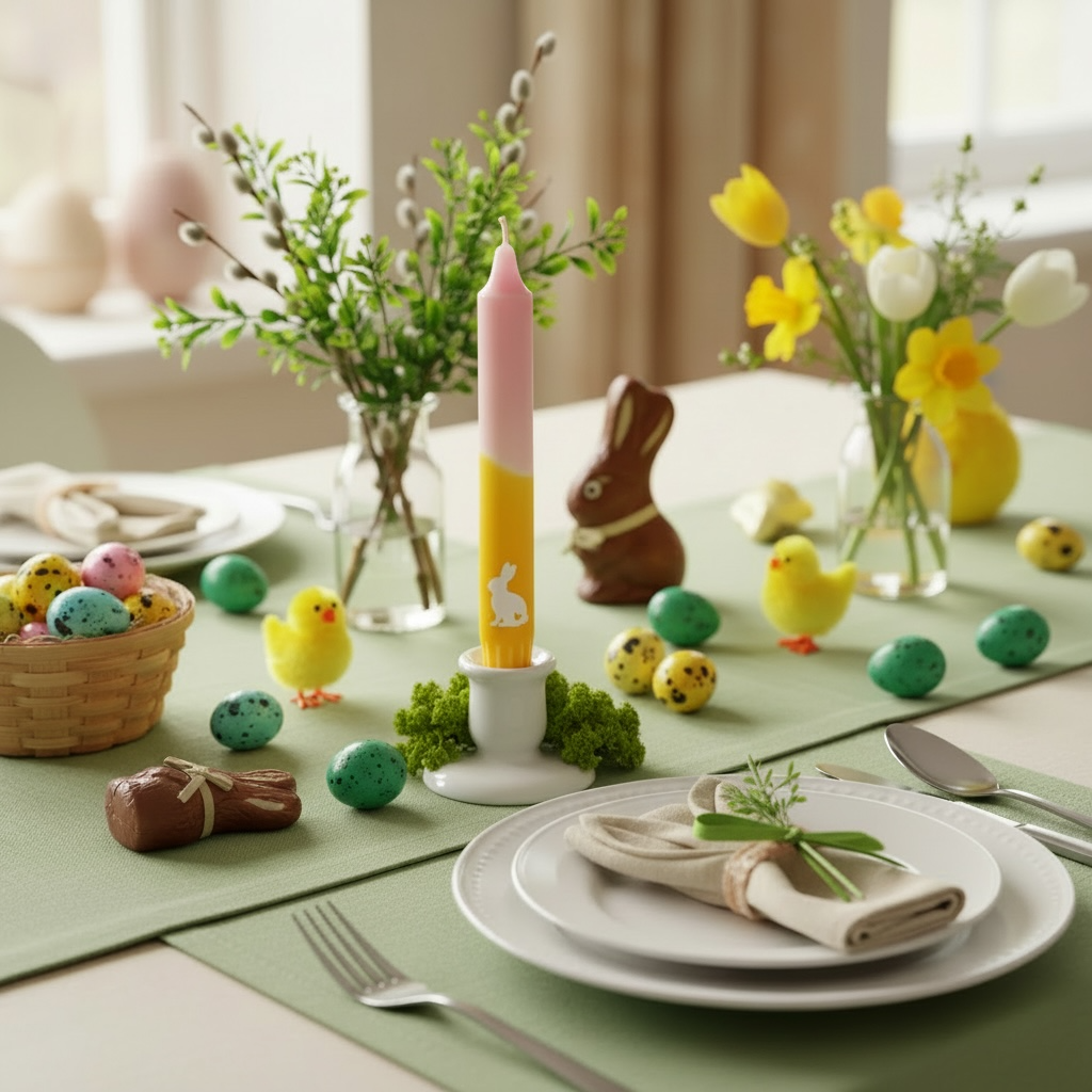 Dip Dye Kerzen | gelb-rosa | Ostern 4er Set