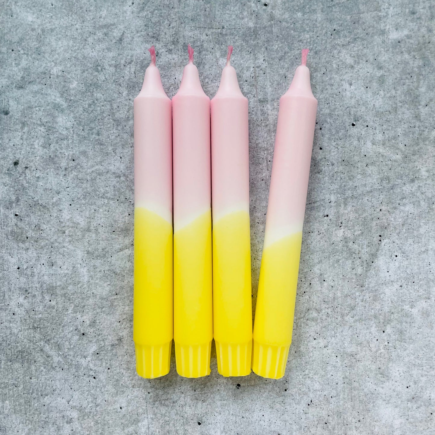 Dip Dye Kerzen | rosa-gelb | 4er Set