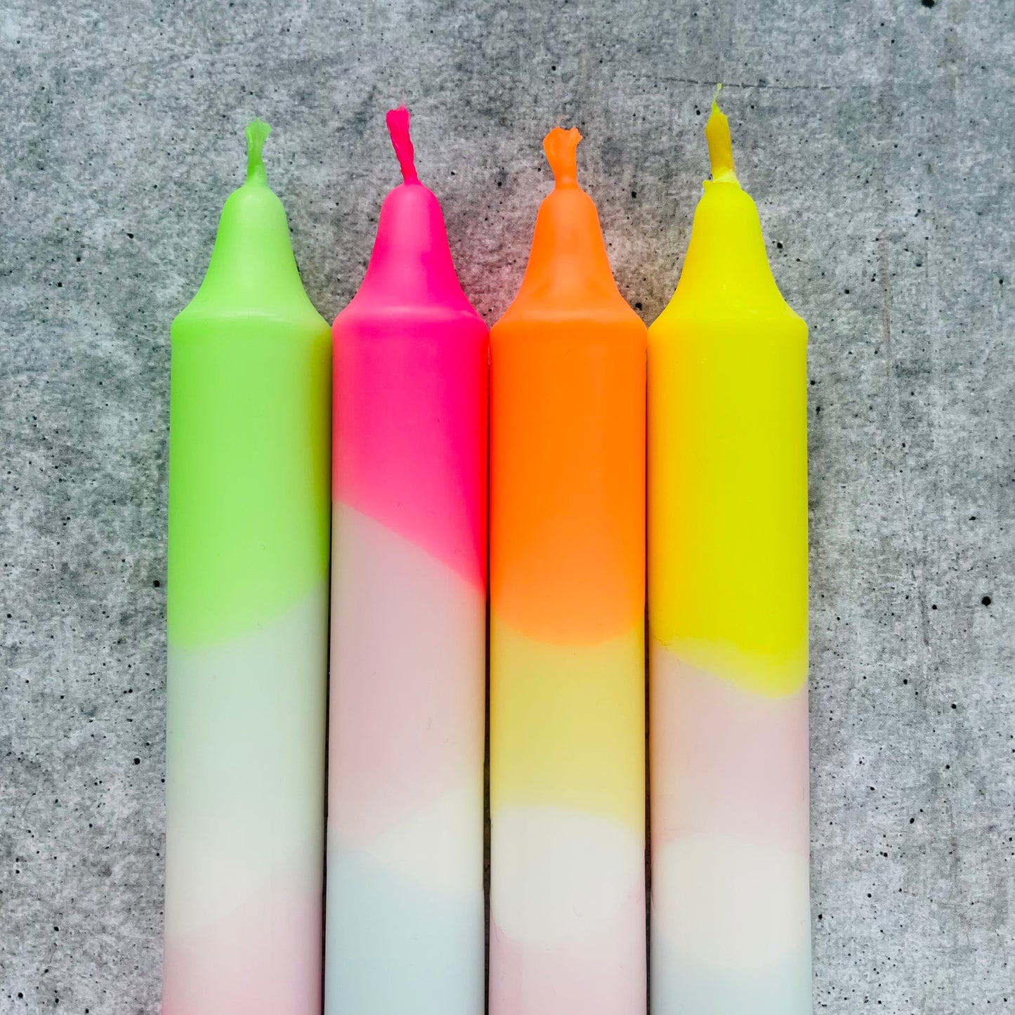 Dip Dye Kerzen | Neon-Frühling Mix | 4er Set