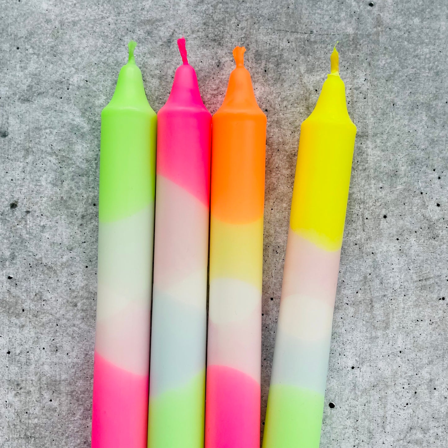 Dip Dye Kerzen | Neon-Frühling Mix | 4er Set