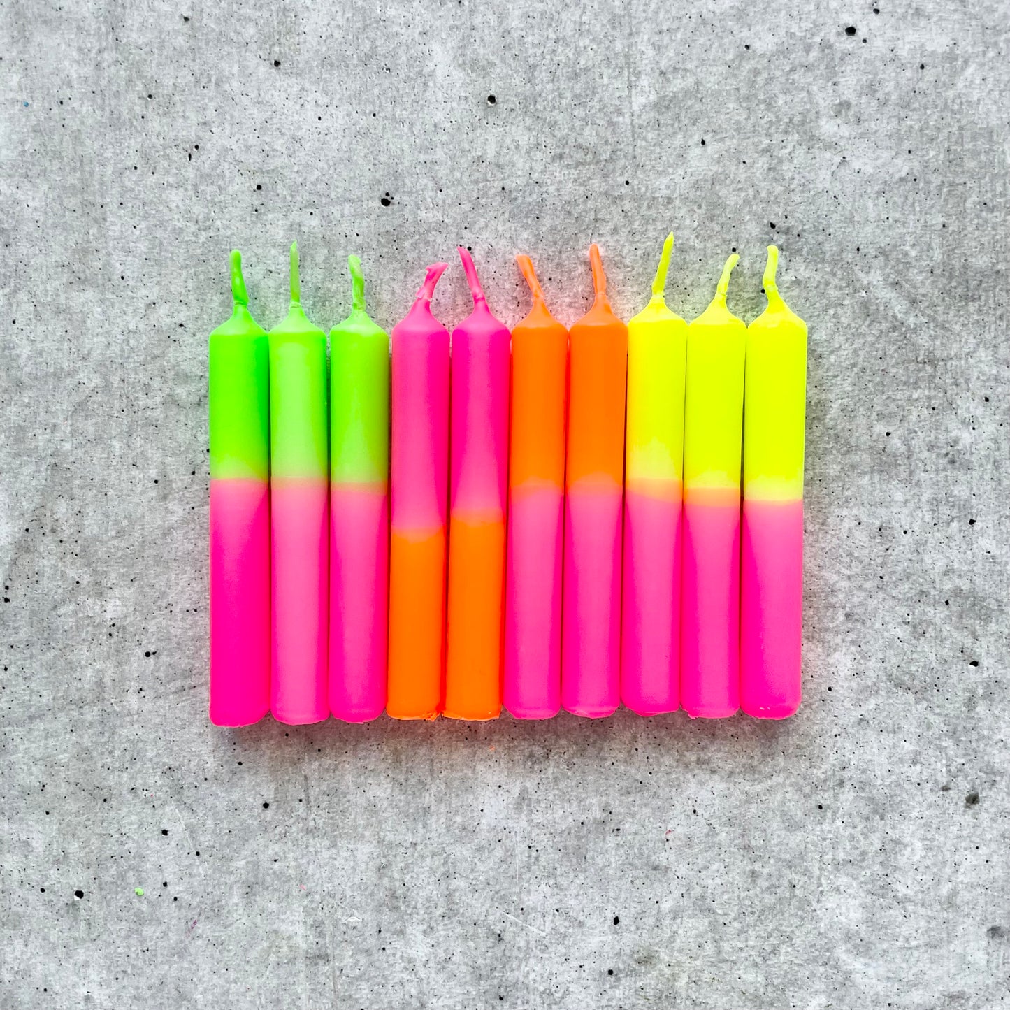 Dip Dye Kerzen | kleine Geburtstagskerzen Neon | 10er Set