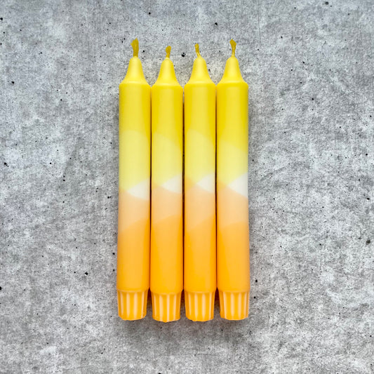 Dip Dye Kerzen | Pastell gelb-orange | 4er Set