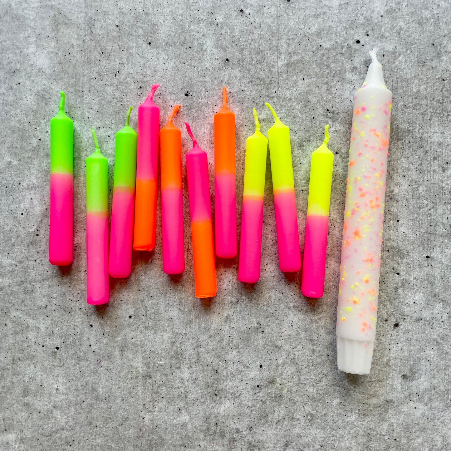 Dip Dye Kerzen | kleine Geburtstagskerzen Neon | 10er Set