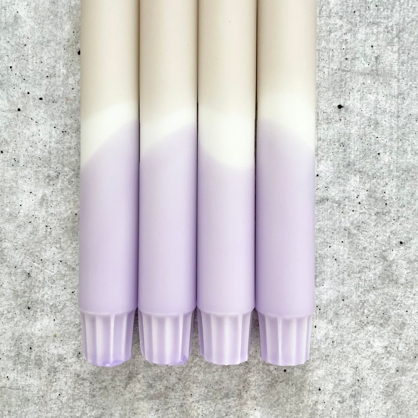 Dip Dye Kerzen | Boho beige-flieder | 4er Set