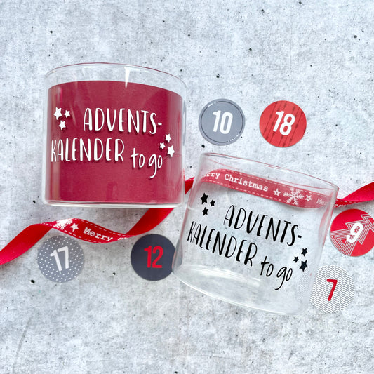2er Set Aufkleber Adventskalender im Glas - Adventskalender to go