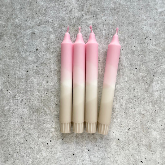 Dip Dye Kerzen | rosa-beige | 4er Set