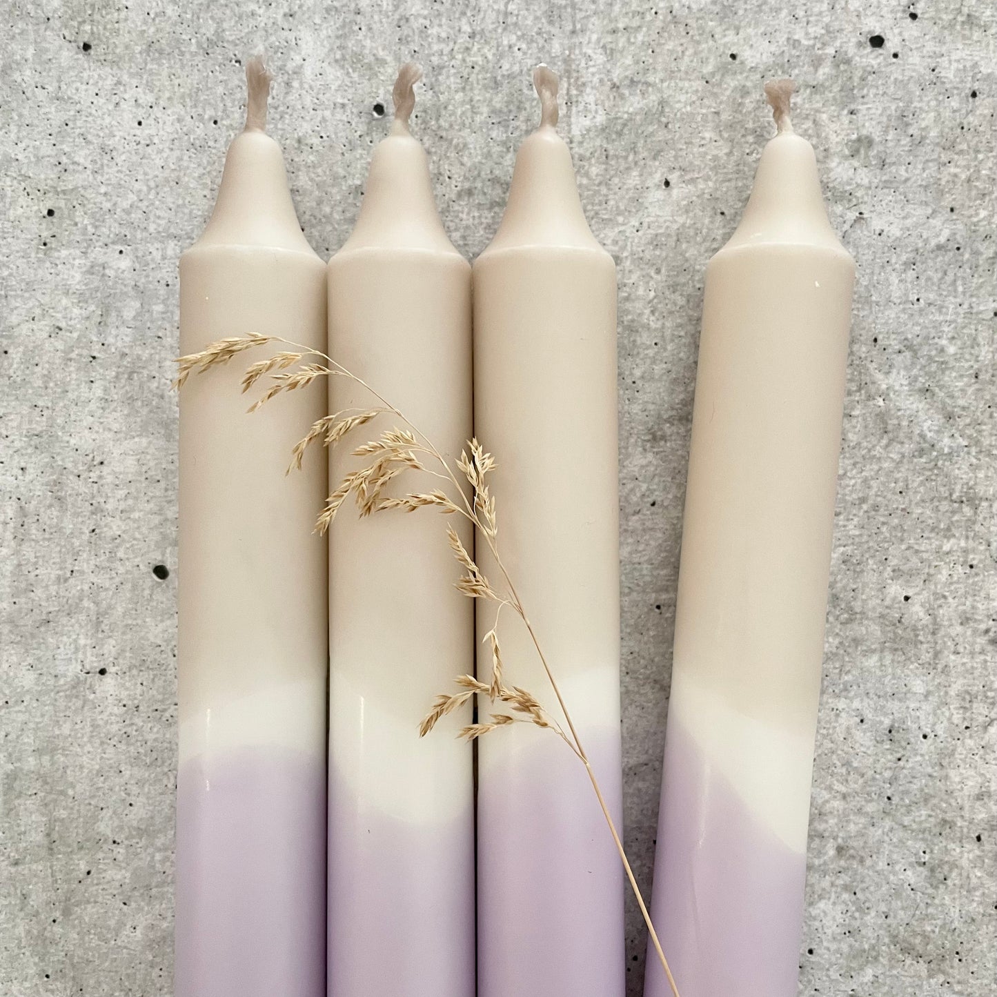 Dip Dye Kerzen | Boho beige-flieder | 4er Set