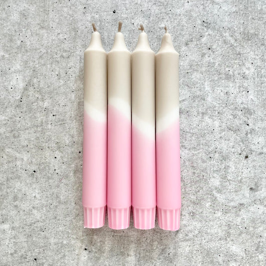 Dip Dye Kerzen | Boho beige-rosa | 4er Set